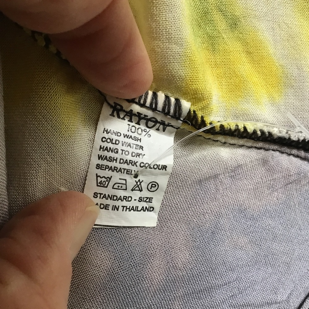 Boho Tank Top One Size S/M Tie Dye Hippie Festival Flowy Summer Gray Yellow - Picture 7 of 8